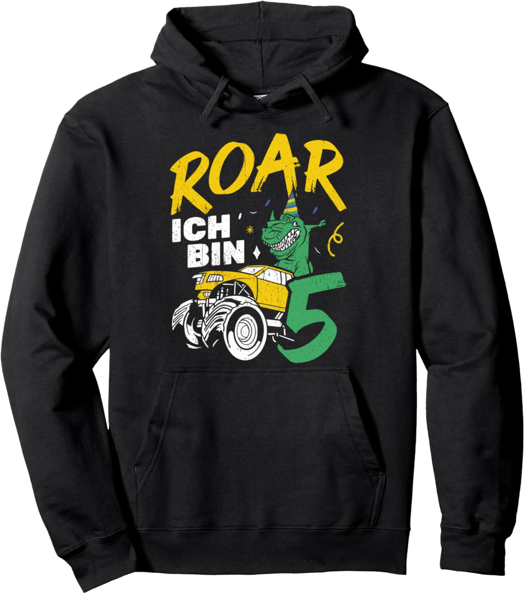 Dino 5 Jahre Junge Mädchen Geburtstag Monster Truck Pullover Hoodie