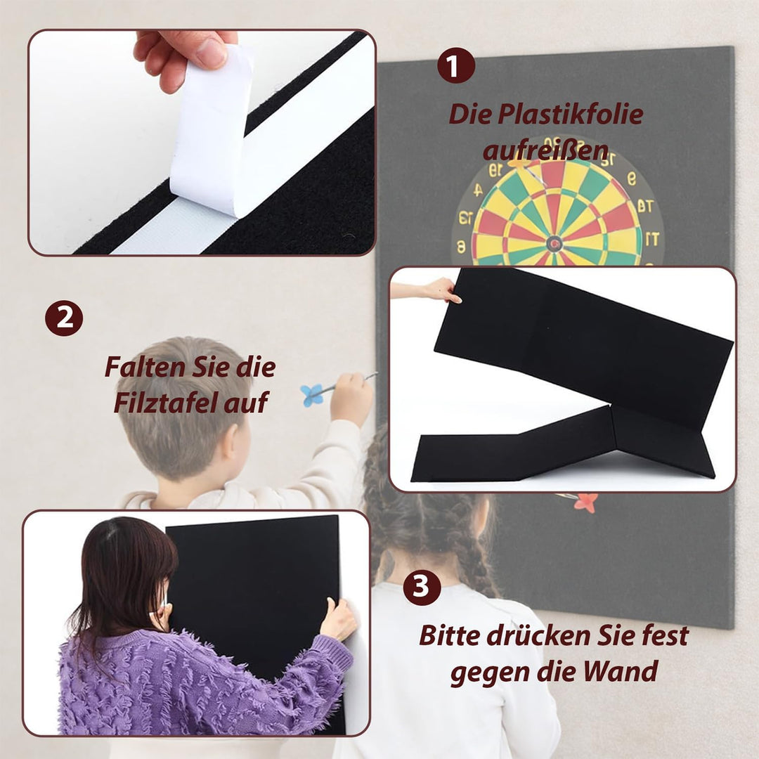 Dart Wandschutz Selbstklebend,Gespleisst Wandschutz Dartscheibe, Filz Dart Schutz Wand Schallschutz,