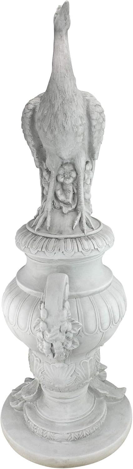 Design Toscano Gartenfigur Staverden Castle, Pfau auf einer Vase, 29x39.5x86.5 cm