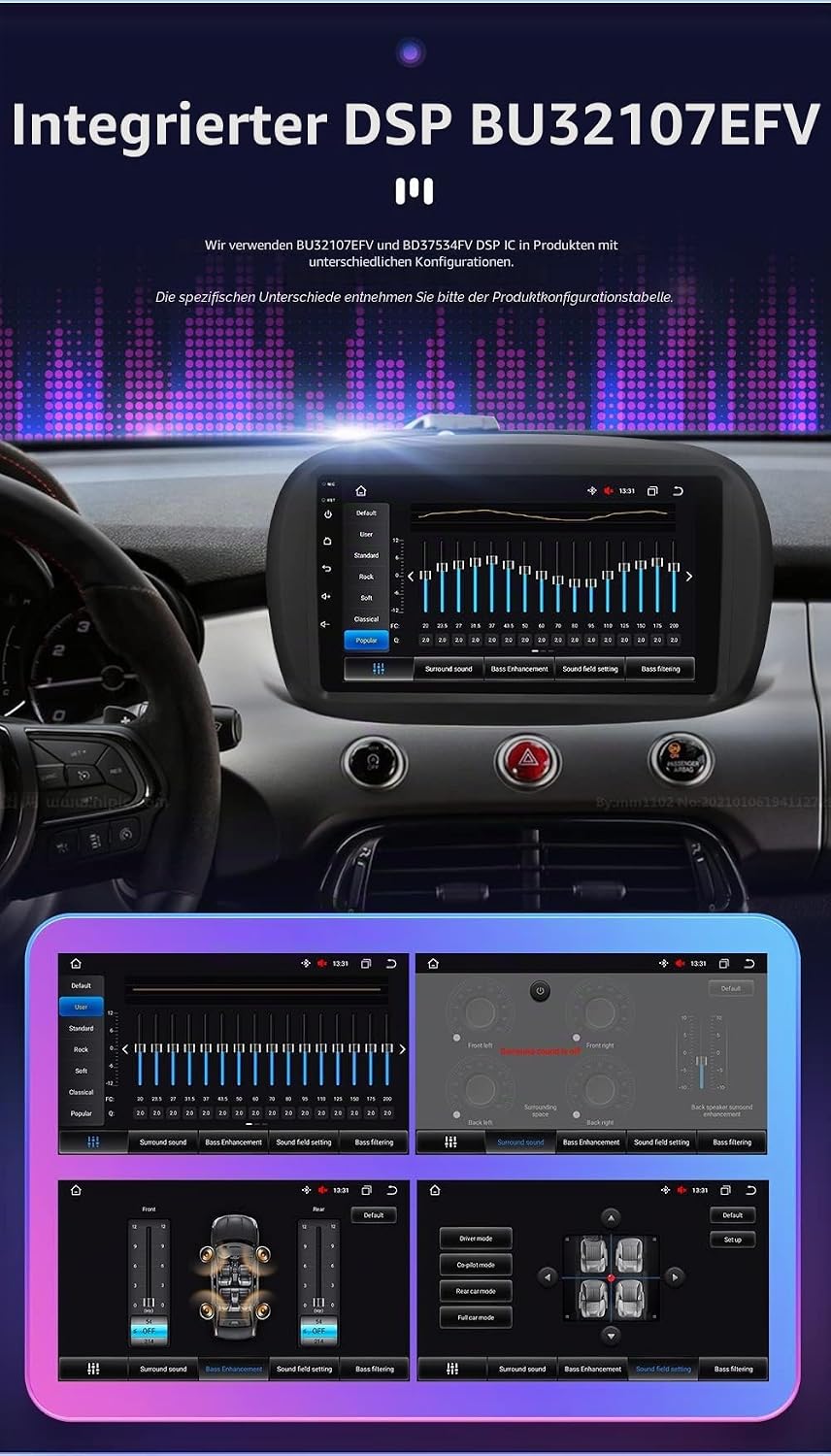 hizpo 9 Zoll Touchscreen Autoradio Kompatibel mit FIAT 500X 2014-2020 mit Carplay/Android Auto Bluet
