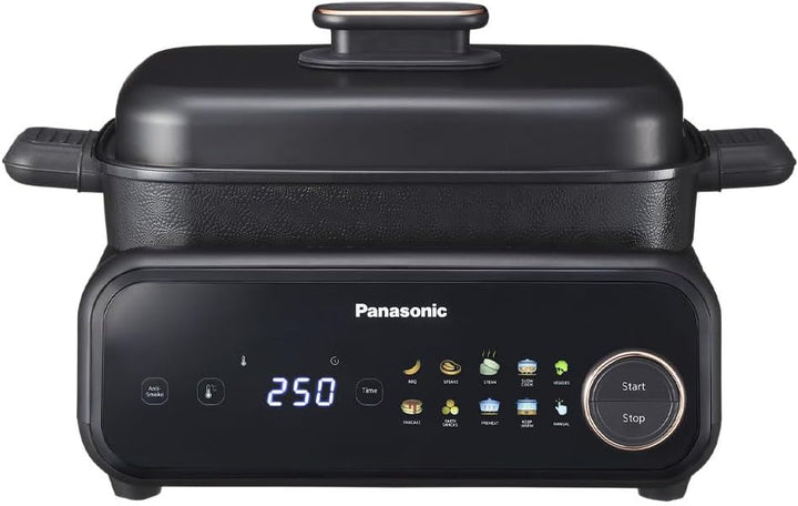 Panasonic NF-GM600 6-in-1 Elektro-Multikocher, Elektro Tischgrill, Plancha, Braten, Slow Cook, BBQ,