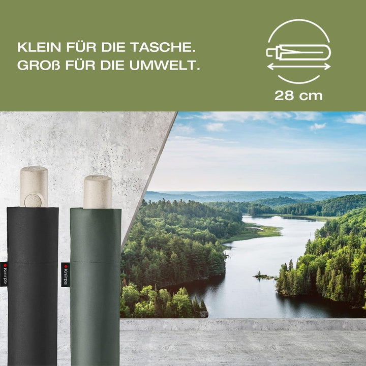 Knirps Regenschirm Horizon Duomatic schwarz mit Punkten I Nachhaltiger Regenschirm I Taschenschirm m