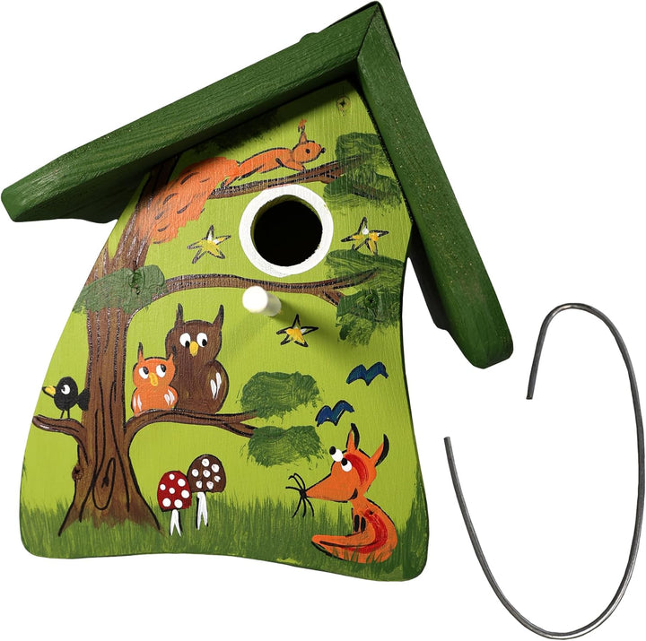 Vogelvilla Nistkasten aus Holz, handbemaltes Nisthaus, mit Aufhängung, Nistkasten Erlebnisgarten