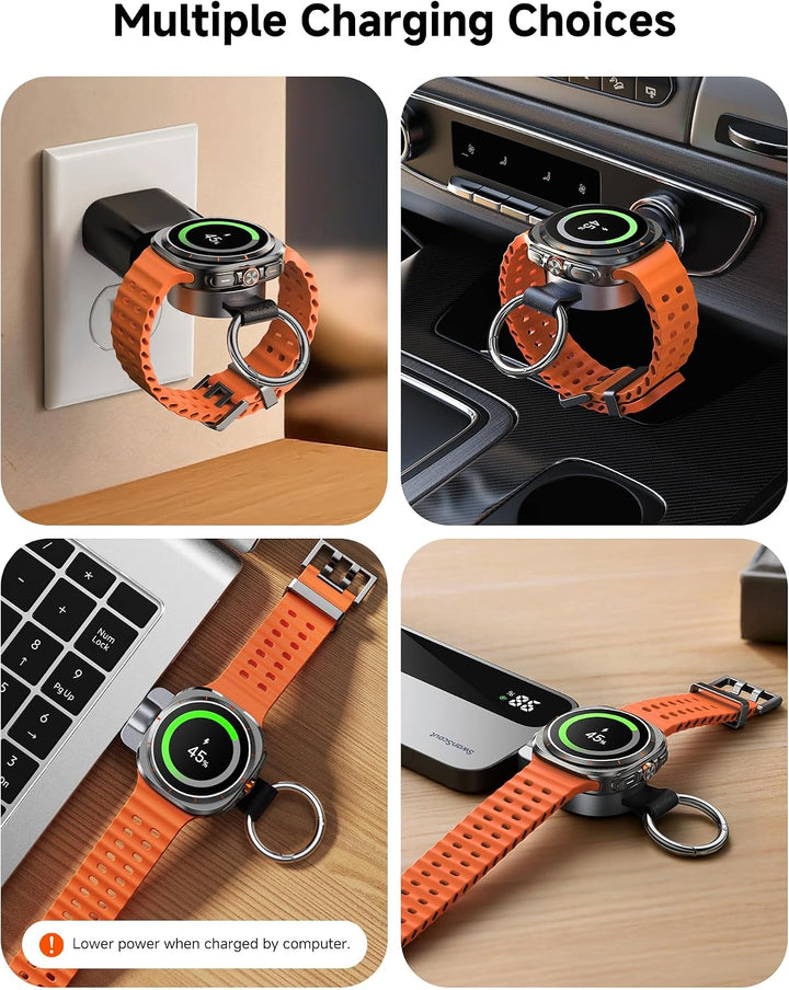 Tragbares Ladegerät für Samsung Galaxy Watch Ultra/8 Serie,SwanScout 510S | Drehbares USB-C &amp; USB-A