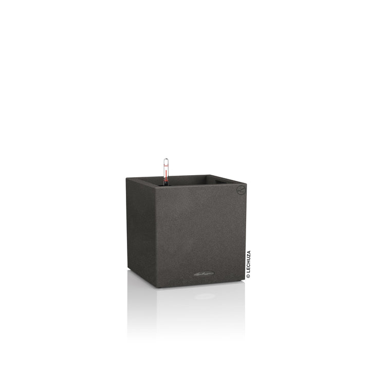 Lechuza CANTO Stone low 40, graphitschwarz, Hochwertiger Kunststoff, Inkl. Bewässerungssystem, Herau