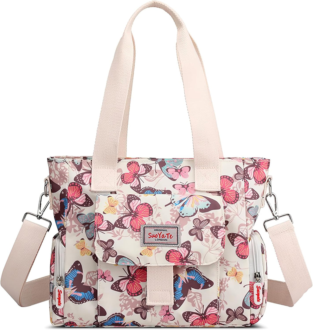 DIRRONA Bunte Damenhandtaschen Modedruck Umhängetasche Multi Pocket Multi Fach Crossbody Bag Beiläuf