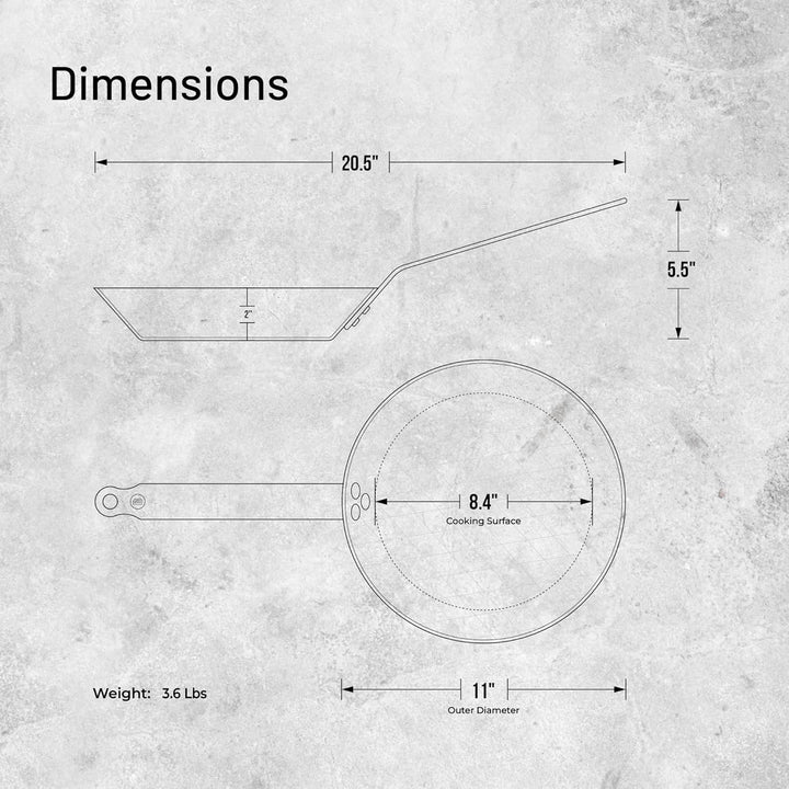 De Buyer - Steak-Pfanne MINERAL B aus Eisenstahl - mit charakteristischen Grillstreifen - 28 cm Durc