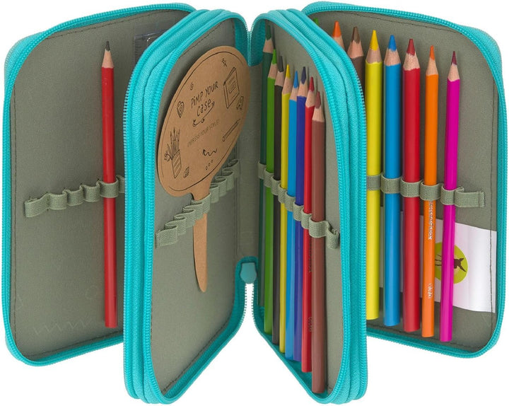 LÄSSIG Federmäppchen Unique School Triple Pencil Case Slim Unique Turquoise türkis