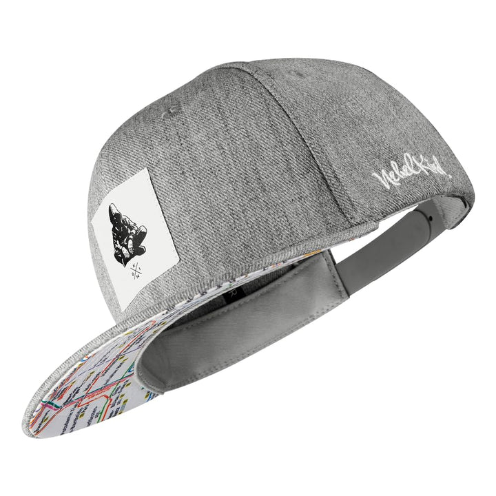 Nebelkind Snapback Cap Berlin Netzplan Patch Kappe Hellgrau Grössenverstellbar Unisex One Size