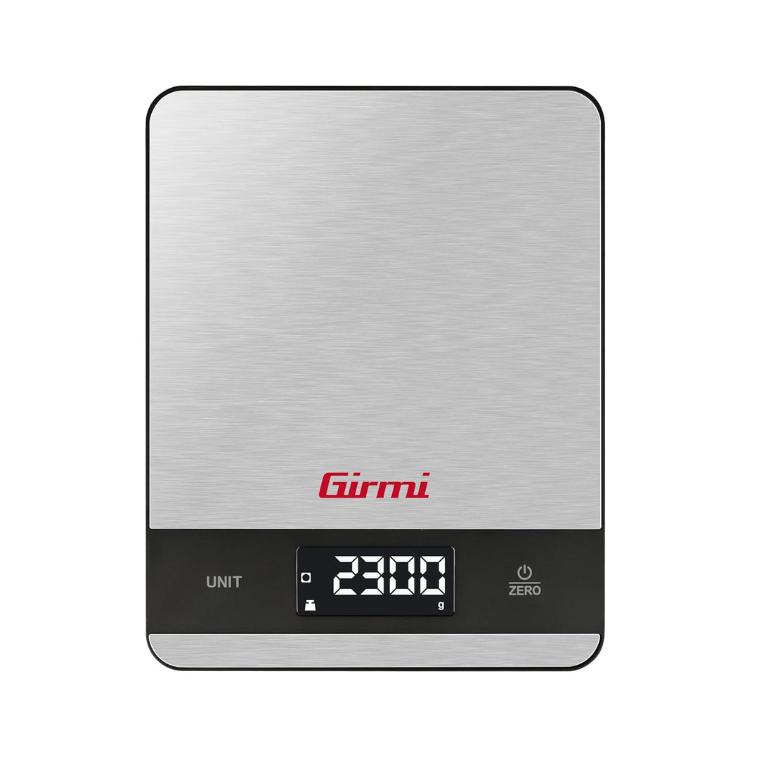 Girmi PS05 Elektronische Küchenwaage, 1 g/5 kg, Platte aus Edelstahl, Display mit hoher Helligkeit,