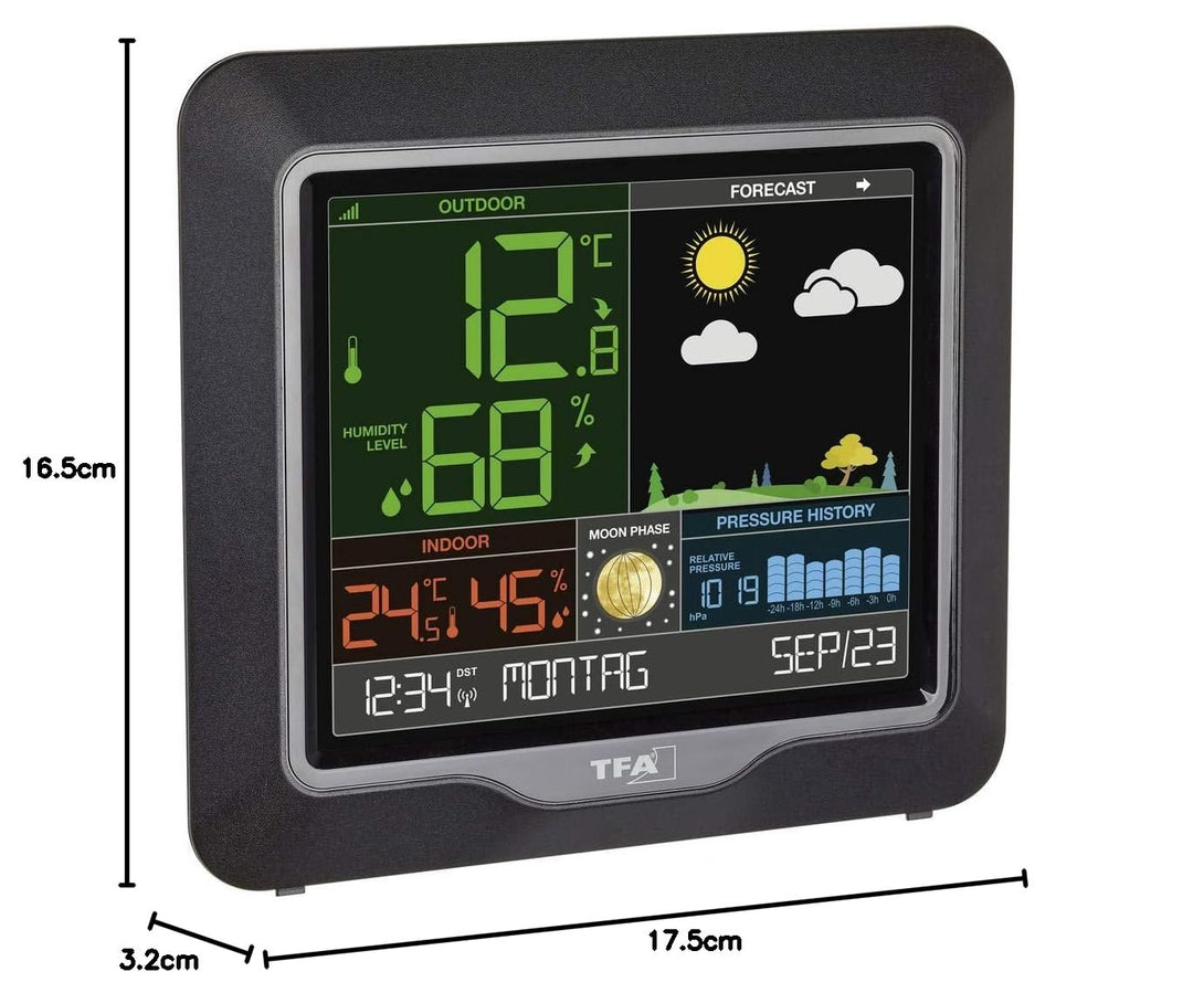 TFA Dostmann Season Funk-Wetterstation, 35.1150.01, Wetterstation Funk mit Aussensensor, Mondphasen,
