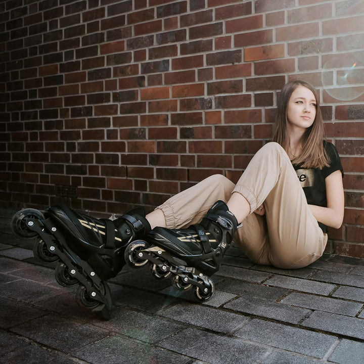 Movino Inline Skates Cruzer B2 Verstellbare Rollschuhe Damen Mädchen Jungen Inliner für Erwachsene m