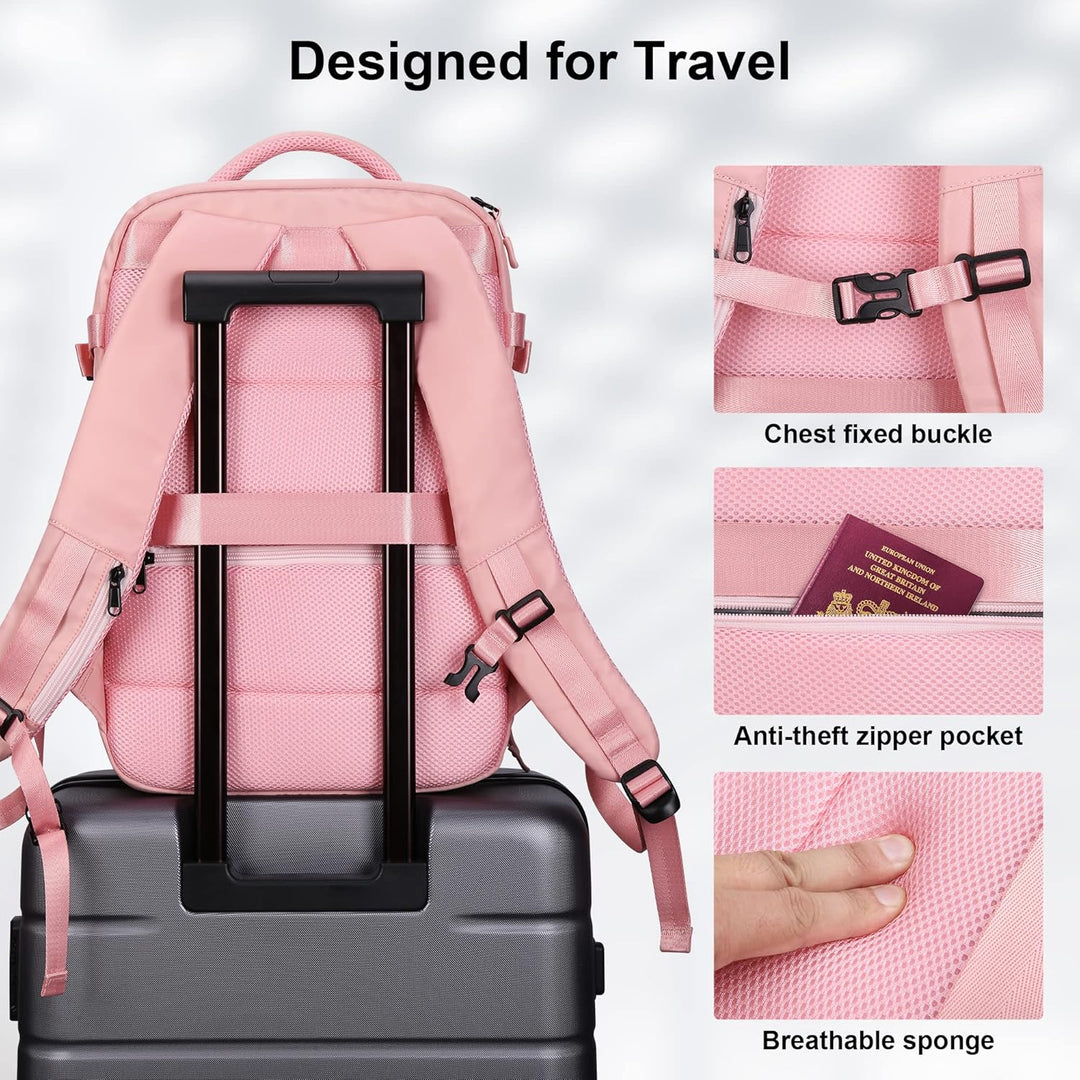 HOMIEE Reiserucksack Damen, Handgepäck Rucksack,15,6 Zoll Laptop Rucksack für Arbeit Schule Wochenen