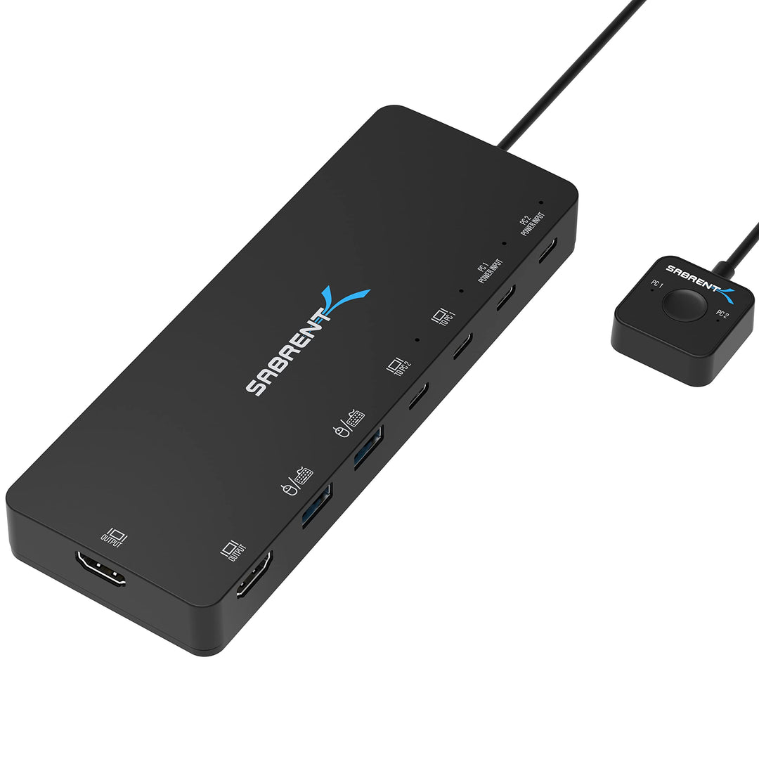 SABRENT KVM Switch, 2 port USB C Inputs, 2 ports USB C outputs mit 60W PD | 2 USB ports | 2 HDMI por