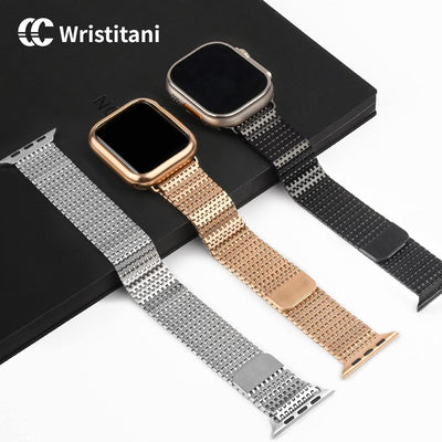 Wristitani Kompatibel mit Apple Watch Armband 49mm/45mm/44mm/42mm/41mm/40mm/38mm, 630 Edelstahl Meta