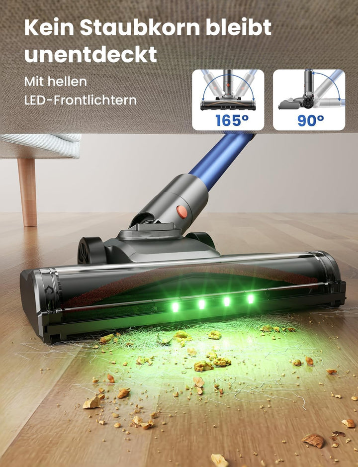 Dzaki Akku Staubsauger Kabellos 50.000 Pa, 55 Min. Laufzeit, Selbststehend, Touch Display, Anti-Tang