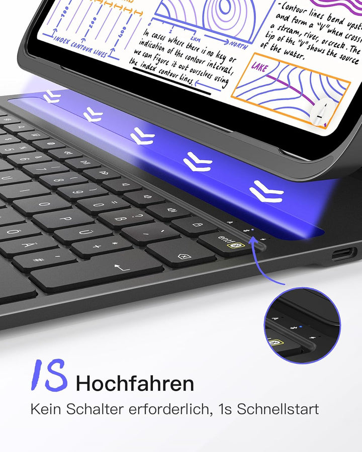 Inateck iPad 10 Generation Hülle mit Tastatur, für iPad 11 Gen. A16 2025 11 Zoll, Air 11 Zoll M3/M2