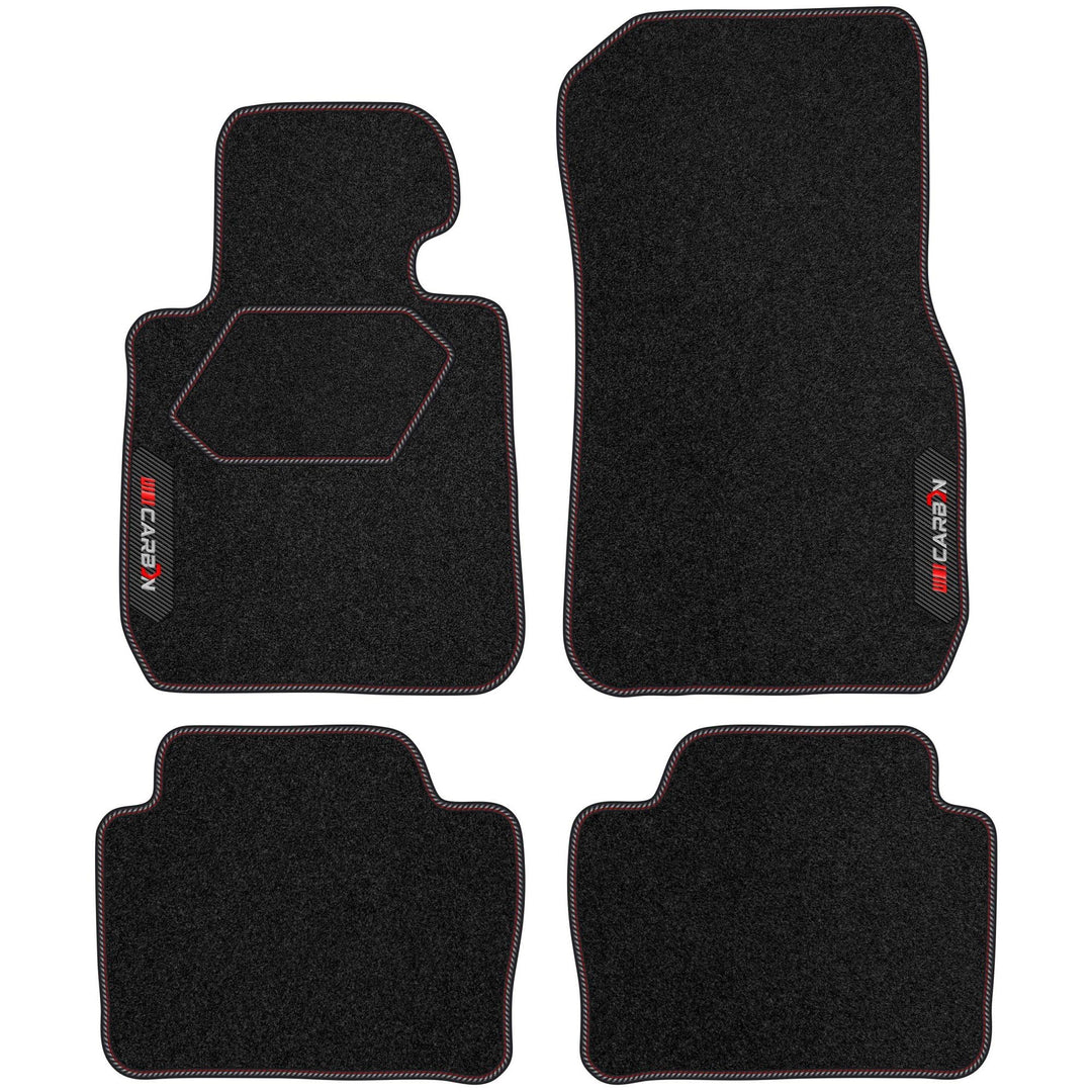 MOTOS Personalisierte Velours-Fussmatten Carbon Series passend für BMW 4er F32 2013-2020 4 Klettbefe