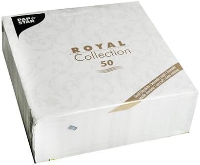 250 Servietten "ROYAL Collection" 1/4-Falz 40 cm x 40 cm weiss "Damascato" 84994 Papstar Premium sto