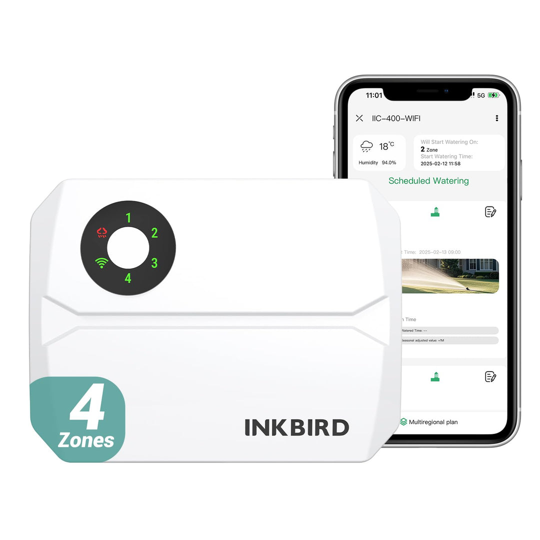 Inkbird IIC-400 Wlan bewässerungscomputer, 4 Zonen, Bewässerungssystem Controller IIC-400-WIFI(4 Zon