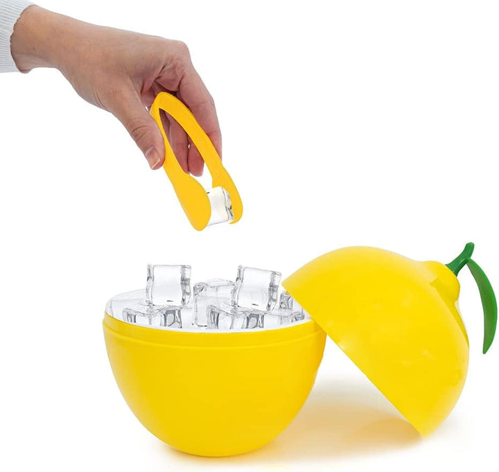 CÉCOA • Eiswürfeleimer Zitrone • 750 ml • doppelwandig luftdicht • mit Deckel + Zange • Eiskübel Des