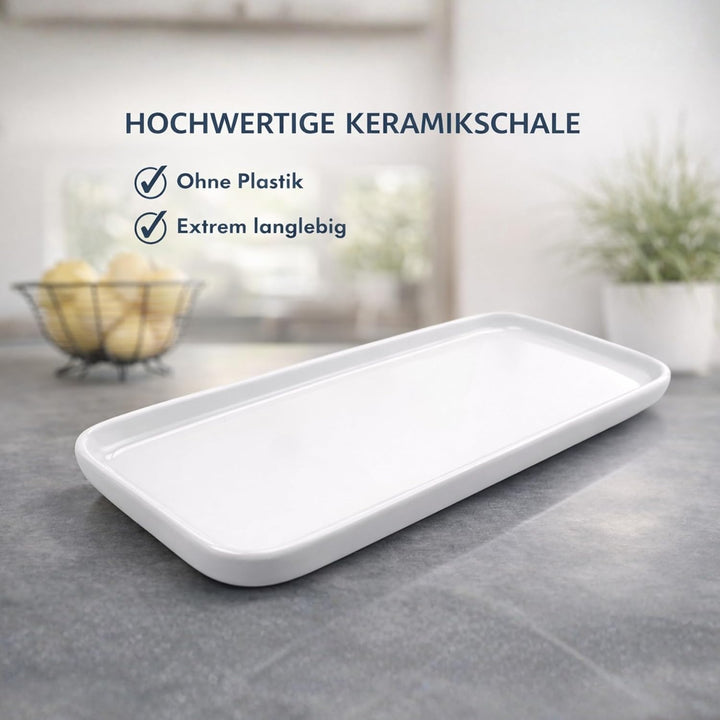 Panteer ® Flaschenhalter für SodaStream Flaschen - Abtropfhalter aus Edelstahl mit Keramikschale ink