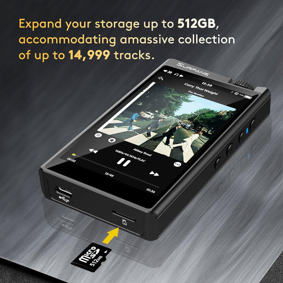 Surfans HiFi Mp3 Player mit Bluetooth: F35 DSD Hires Music Player 128GB Unterstützung bis zu 512GB