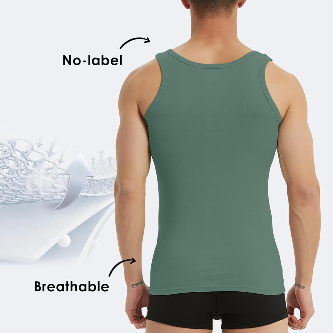 YouShow Unterhemd Herren 5er Pack 100% Baumwolle Tank Top Feinripp S 1*schwarz + 1*weiss + 1*grau +