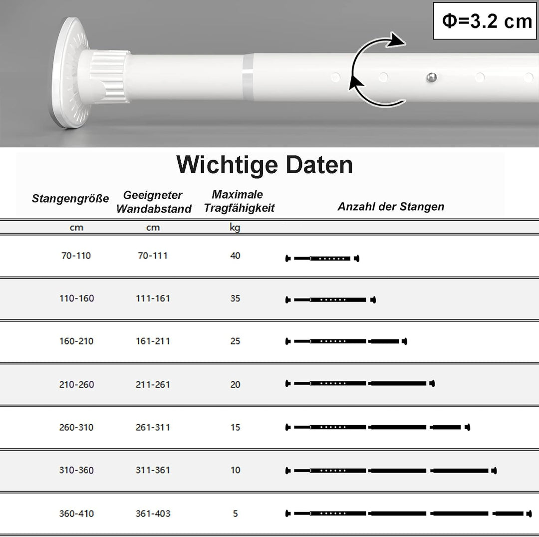 Oxdigi Teleskopstange ohne Bohren Duschvorhangstange 161-211 cm Edelstahl Ausziehbar Gardinenstange