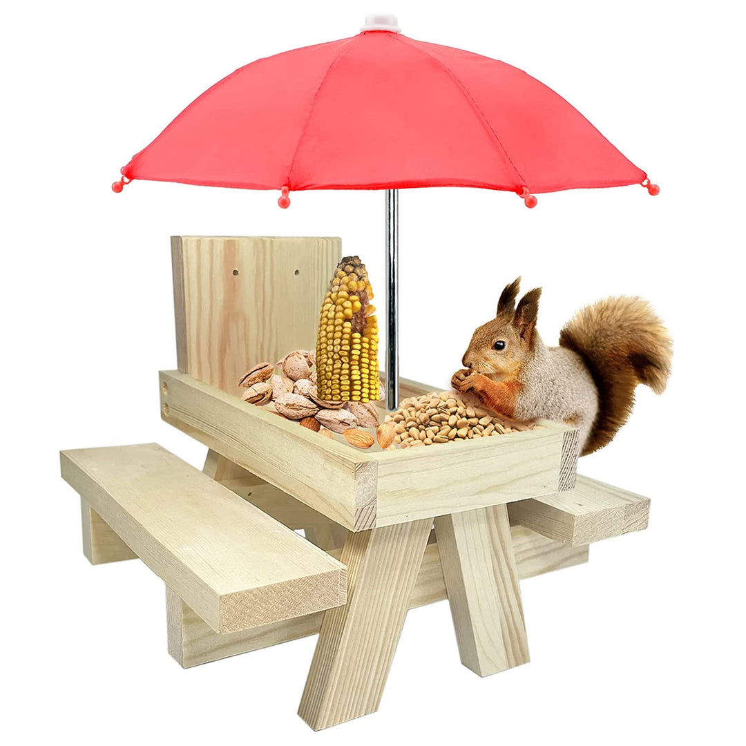 Eichhörnchen Futterhaus Wetterfest Eichhörnchen Picknicktisch Holz Eichhörnchen-Futtertisch Mit Rege