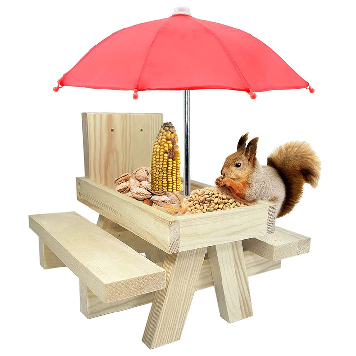Eichhörnchen Futterhaus Wetterfest Eichhörnchen Picknicktisch Holz Eichhörnchen-Futtertisch Mit Rege