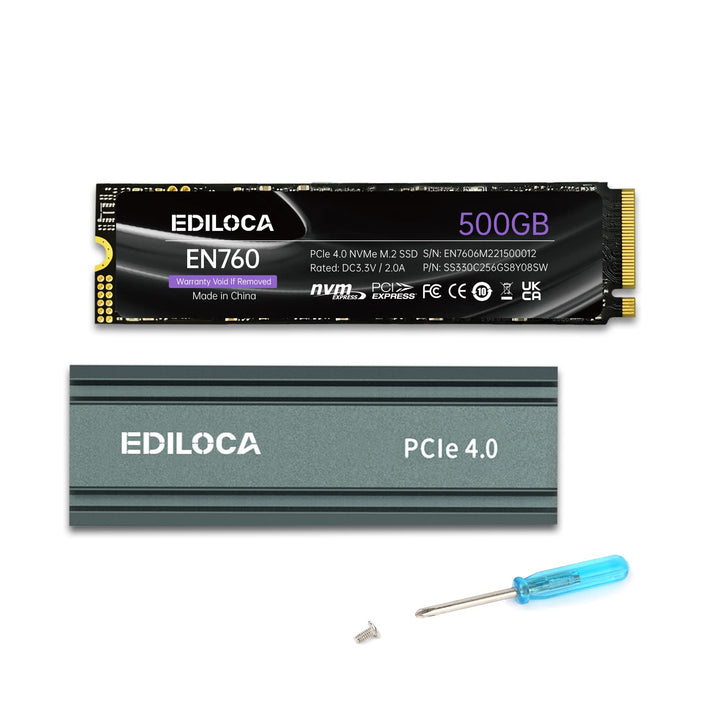 EN760 SSD 500GB NVMe SSD M.2 mit Kühlkörper,Gaming für PS5, Laptop und Desktop PC, SSD Festplatte PC