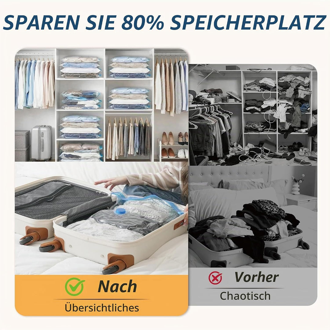 Vakuumbeutel mit Elektrische Pumpe für Reise, 12 Vakuumbeutel Kleidung Wiederverwendbar für Bettdeck