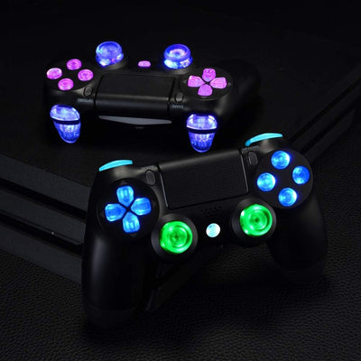 eXtremeRate Tasten für ps4 Knöpfe D-Pad L1 R1 R2 L2 Buttons Trigger Thumbsticks DTFS LED Kit kompati