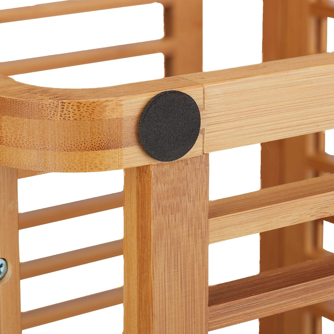 Relaxdays 3 Ablagen, Natur Regal, abgerundetes Standregal, schmales Badregal, quadratisch, HBT: 64,7
