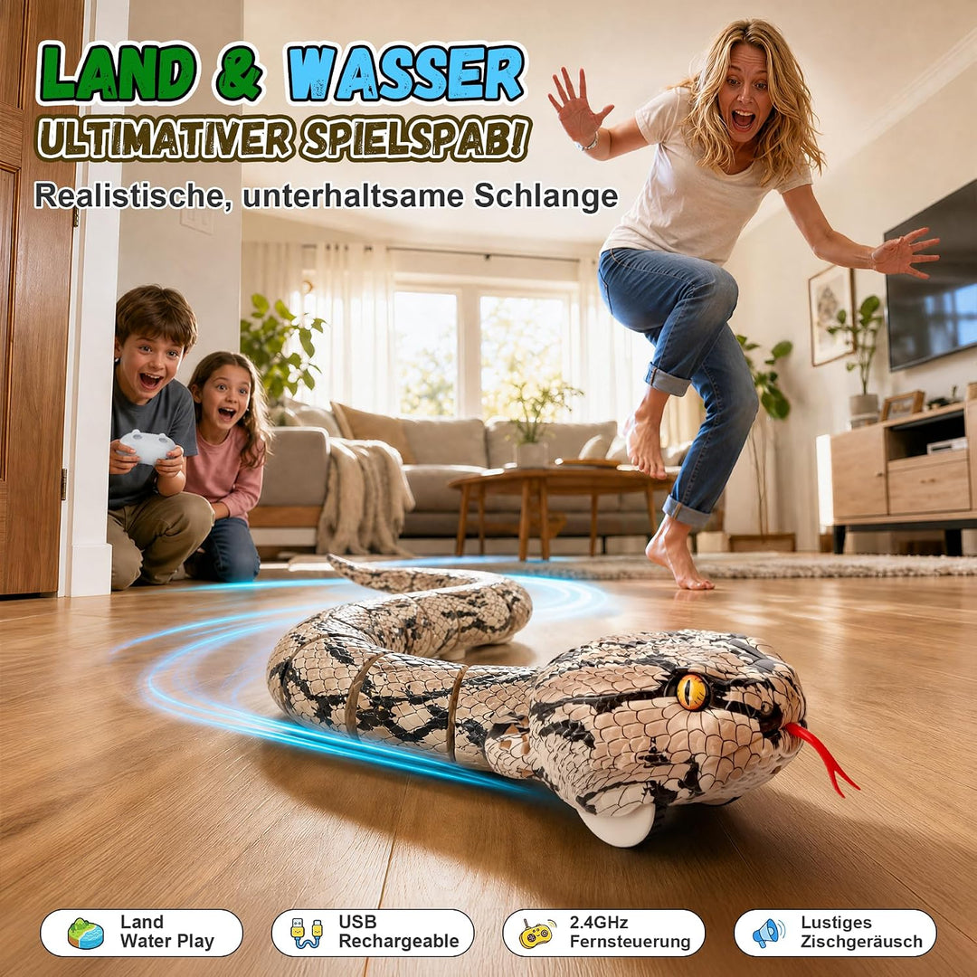 Amphibisches Ferngesteuertes Schlangen Spielzeug, 64cm RC Schlange, Wasserdichtes Pool Scherzartikel