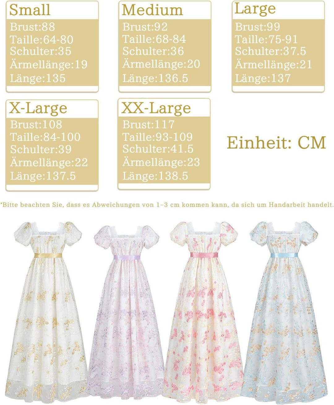 CR ROLECOS Viktorianisches Kleid Damen Regency Kleid für Frauen Bridgerton Puffy Ballkleid mit Hands