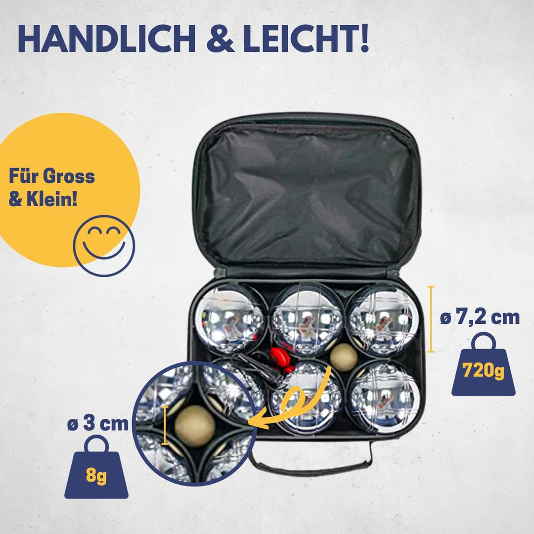 BEST SPORTING Boules-Set Metall I 6 Boule Kugeln & 2 Zielkugeln I Boccia Spiel Outdoor I Boule-Set K