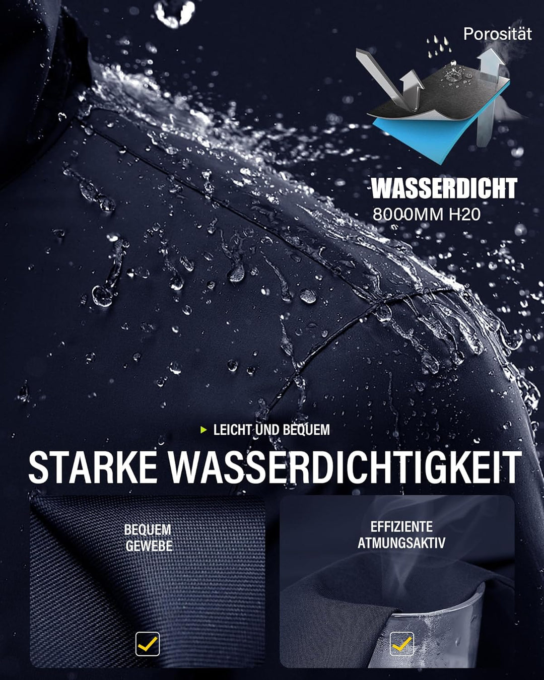 Coutyuyi Herren & Damen Regenanzug Reflektierender 100% Wasserdichter Anzug Outdoor Regenmantel Wind