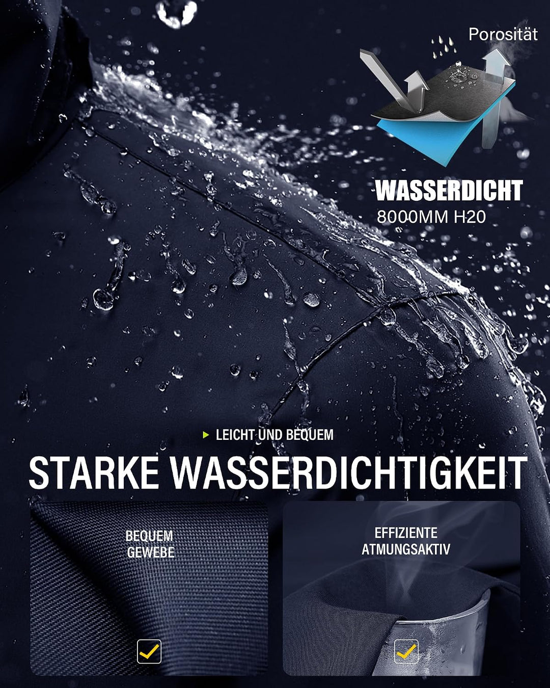 Coutyuyi Herren &amp; Damen Regenanzug Reflektierender 100% Wasserdichter Anzug Outdoor Regenmantel Wind