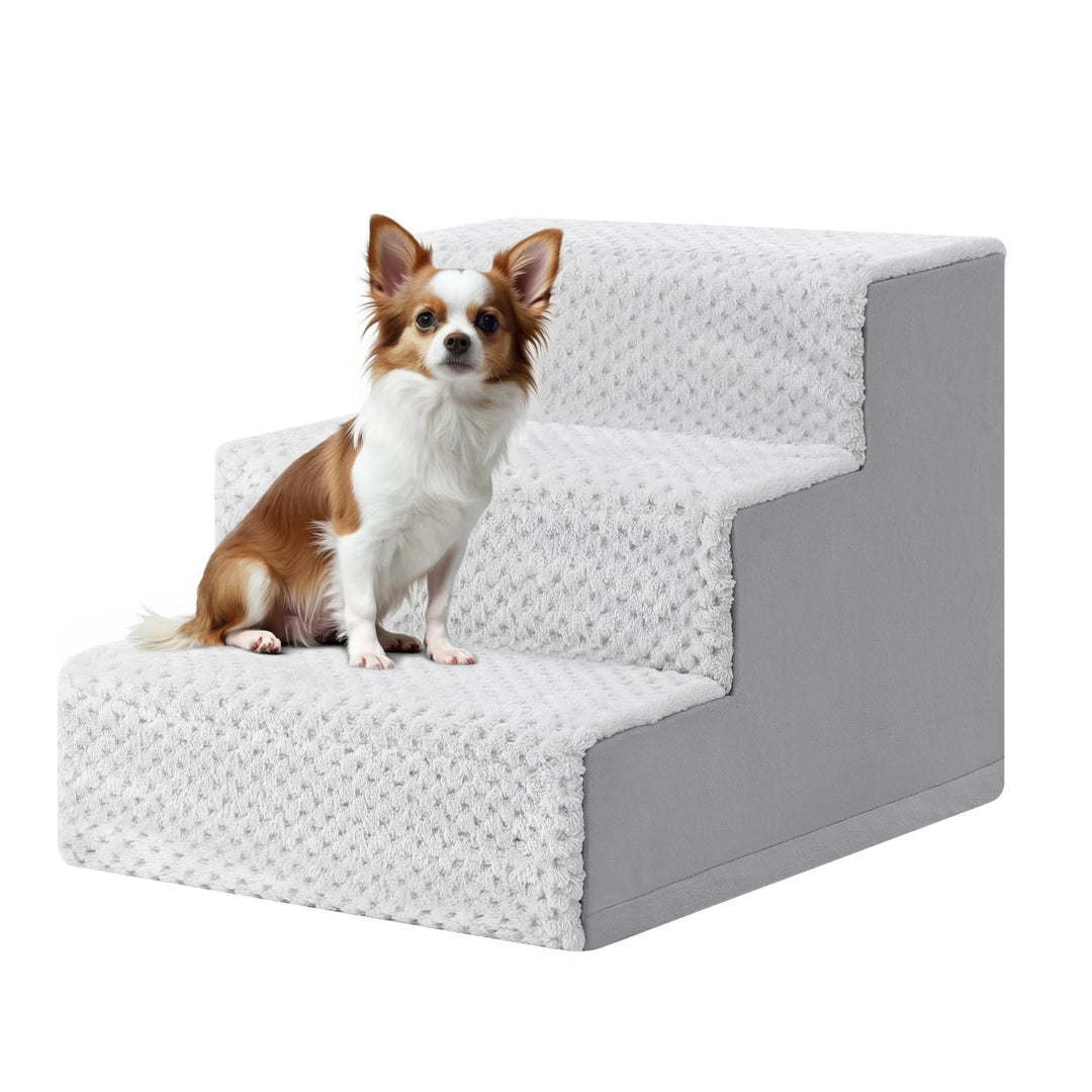 KSIIA Hundetreppe für Kleine Hunde 33cm Hoch, Haustiertreppe mit Abnehmbarem Waschbarem Bezug, Katze