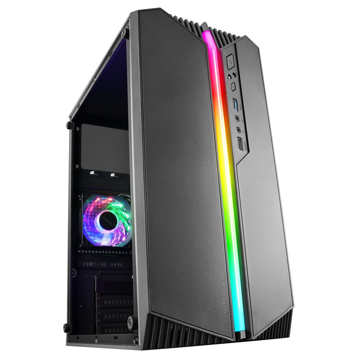 Mars Gaming MC-S1, Gehäuse PC Micro-ATX Ultra-Kompakt, 12-Mode ARGB Frontbeleuchtung, FRGB Lüfter, F