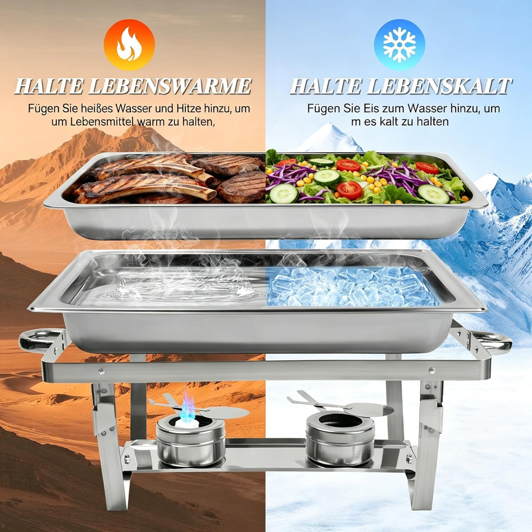 Chafing Dishes für Buffet 9 QT 4er Pack 7 Behälter, [Behälter in verschiedenen Grössen] Catering-Cha