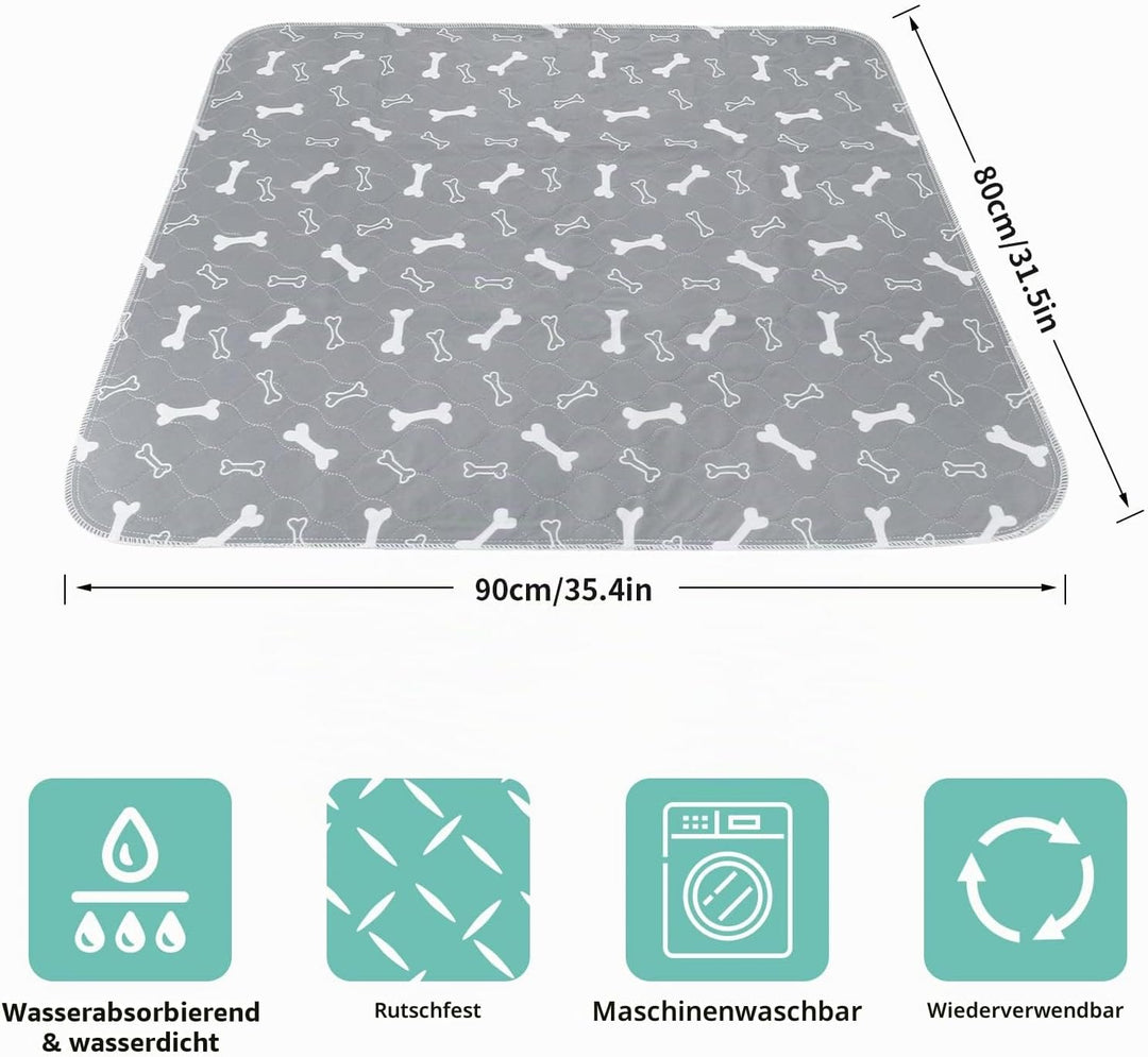 2 Stück 90*80cm Welpenunterlagen Waschbar, Wiederverwendbare Puppy Training Pads, rutschfeste und sa