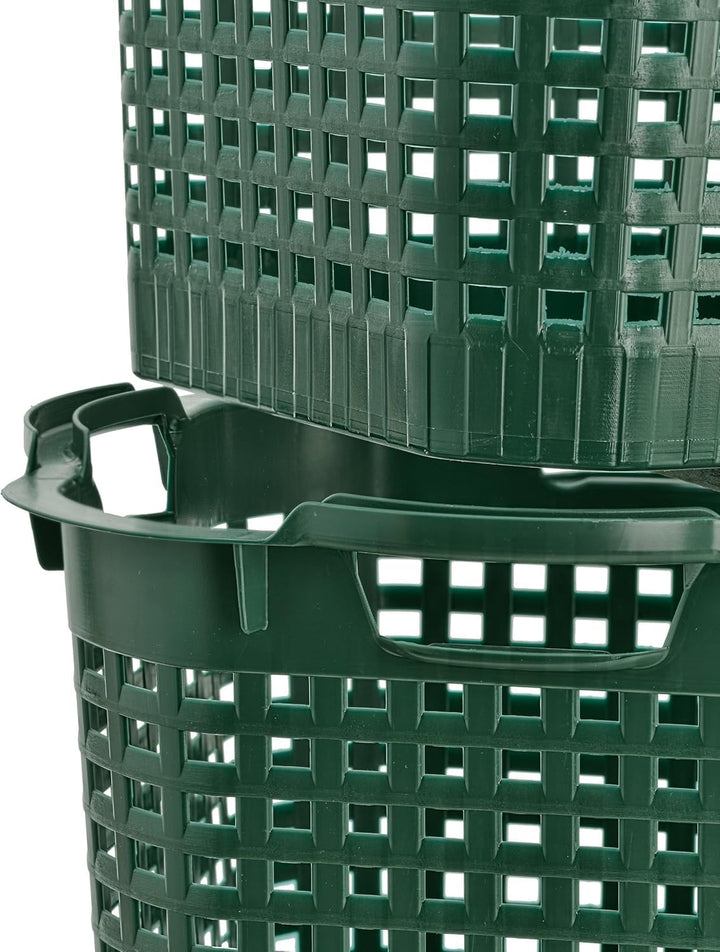 BURI 3x Erntekorb Gartenkorb lebensmittelecht - 25L Kartoffelkorb Obstkorb Laubkorb grün, drehstapel