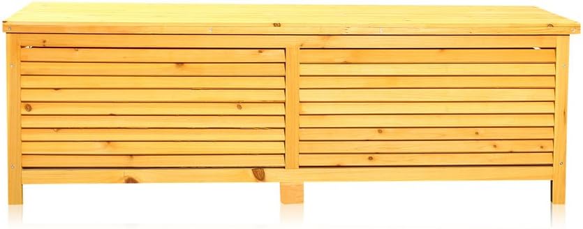 Melko Auflagenbox Kissenbox Gartenbox mit klappbarem Deckel, regenfest, aus Holz, 46 x 140 x 52 cm,