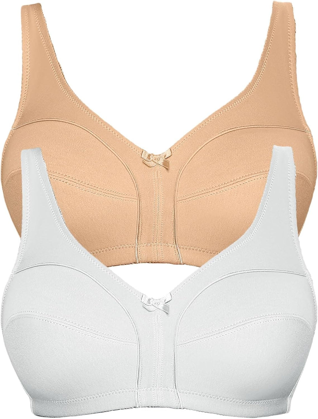 Viania 2er Pack Baumwoll Soft BH Basic 105452 75B Makeup-weiss, 75B Makeup-weiss