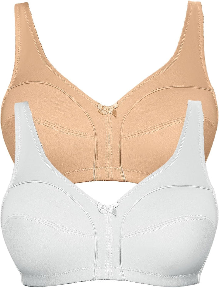 Viania 2er Pack Baumwoll Soft BH Basic 105452 75B Makeup-weiss, 75B Makeup-weiss