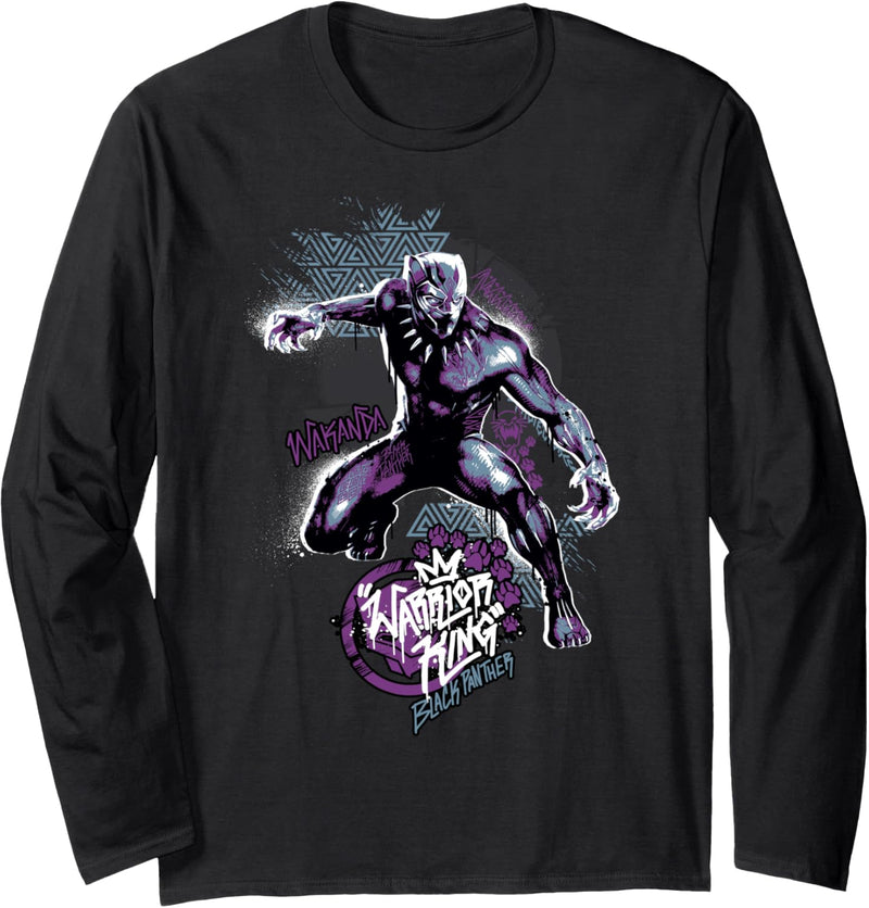 Marvel Black Panther Warrior King Graffiti Langarmshirt