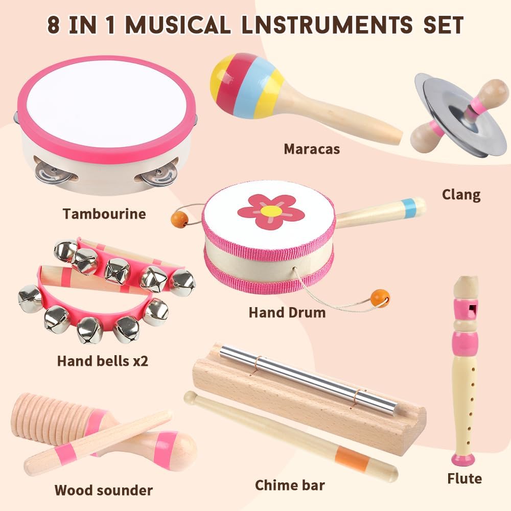 Musikinstrumente-Spielzeug für Kleinkind-Mädchen ab 1-3 Jahre | 8-in-1 Pädagogisches Montessori Spie